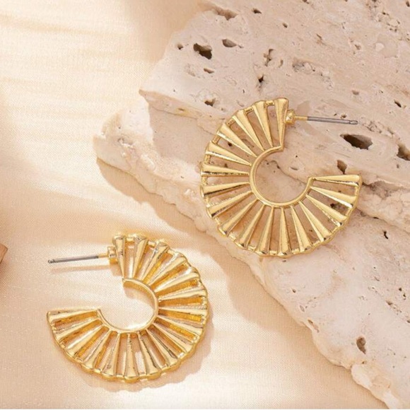 Gold Wheel Flat Hoops - Picture 3 of 6